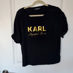 Karl Lagerfeld Black Tee with Gold Signature